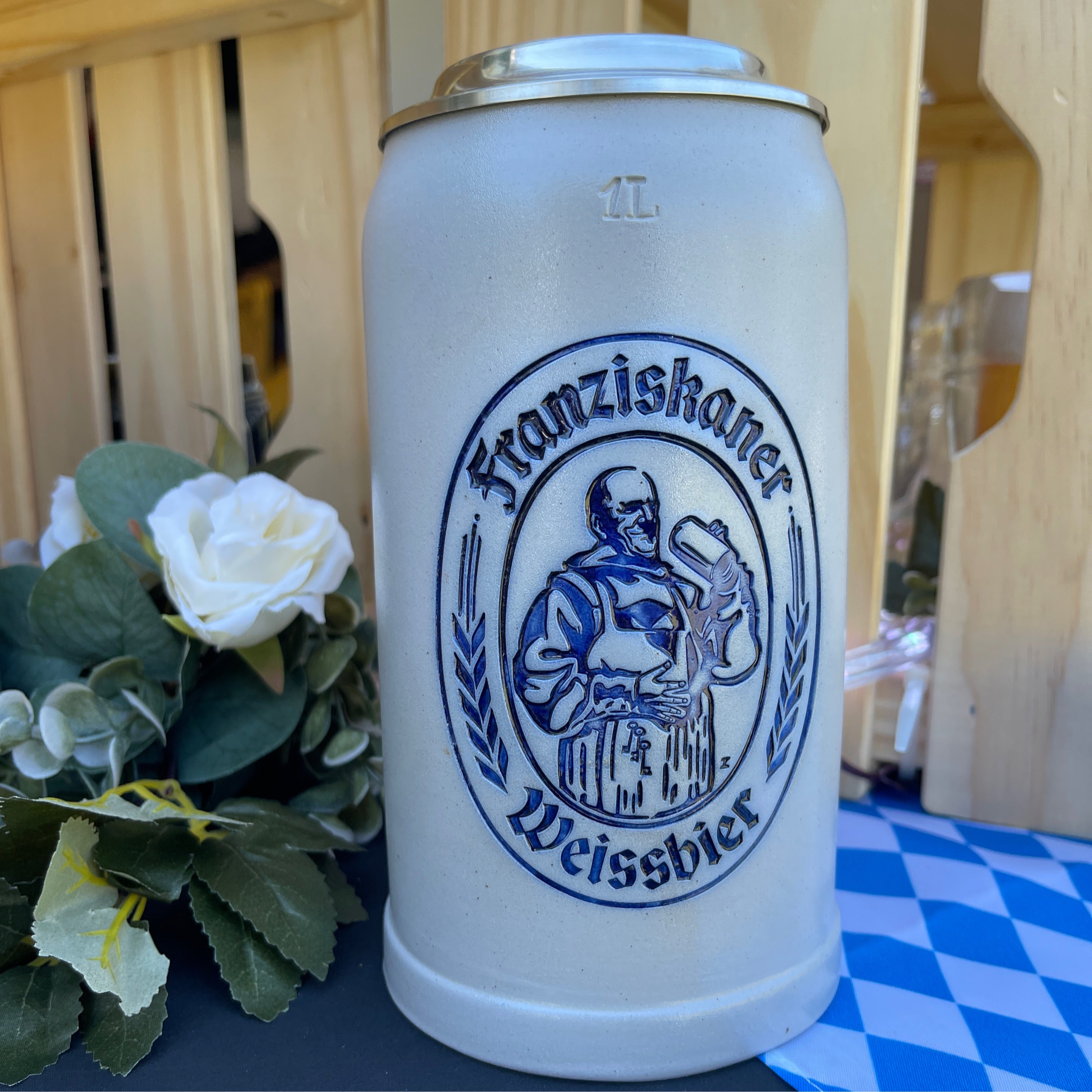 Franziskaner 1.0L Stein w/ Lid (Salt Glazed Stone)